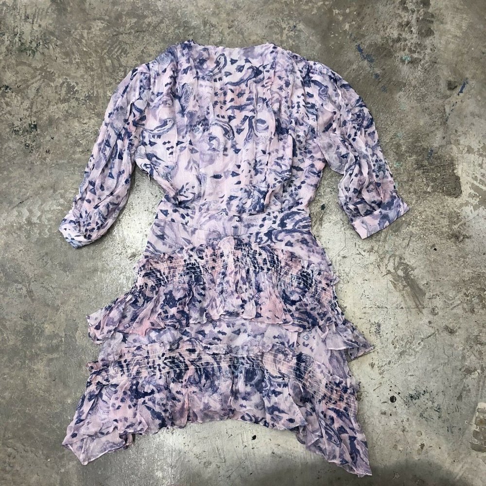 IRO Rahue Dress Light Purple Tiered Ruffle Smocked - Picture 6 of 9